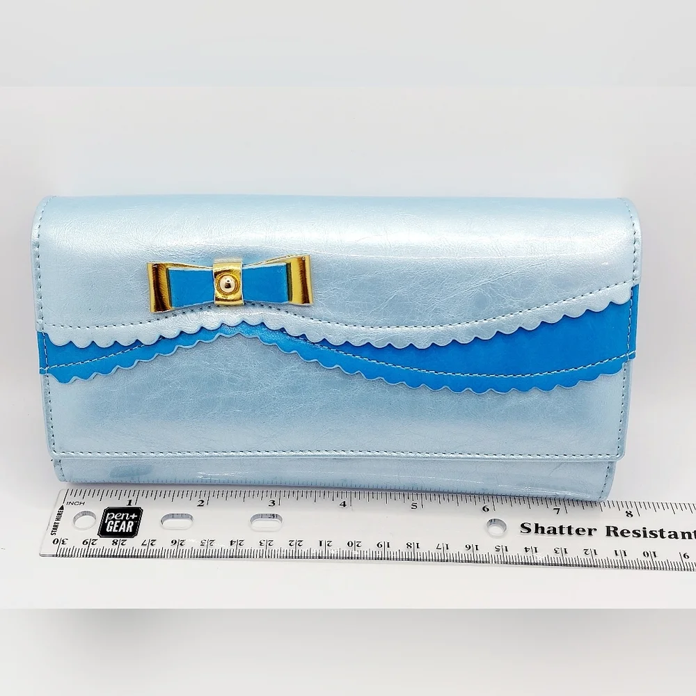 Blue RFID Blocking‎ Large Capacity Wallet Clutch Credit Card Holder